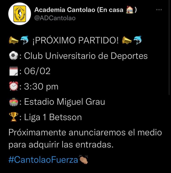 Academia Deportiva Cantolao 2022 Twitter Oficial Imagen Promocional